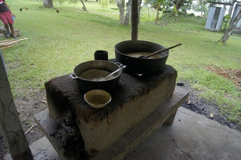 Sancocho de gallina Panama, prepared in a big pot by campesinos in a rural village in Panama.