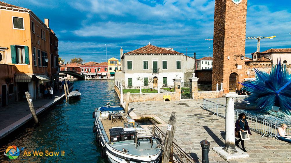 canals and square in Murano