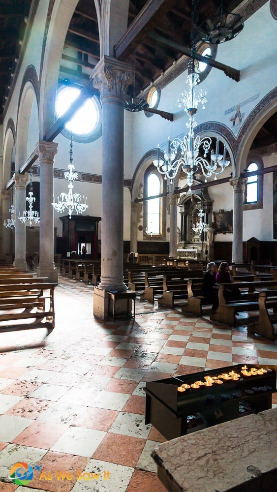 interior of an old church in the glass island Murano