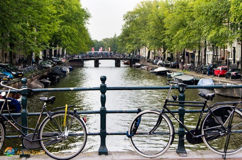 Bicycle in front of Amsterdam canal