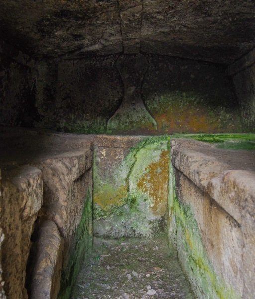 stone beds for the dead in an Etruscan tomb