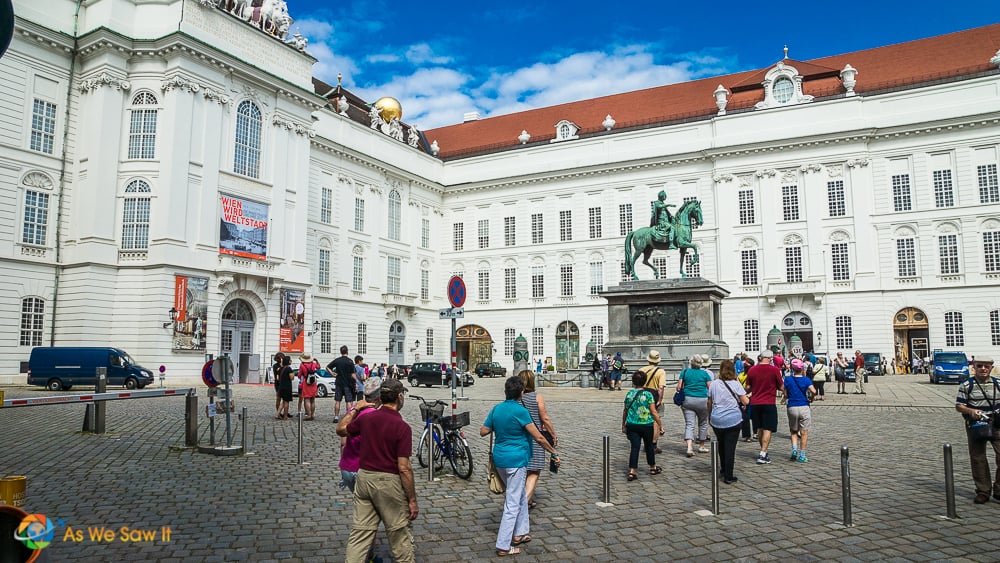 Tourists in a square in Vienna, Austria