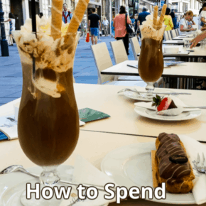 Viennese pastry and iced coffee with a text overlay that says how to spend a day in Vienna