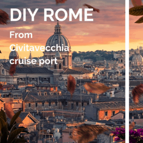 rome at sunset text says DIY rome from Civitavecchia