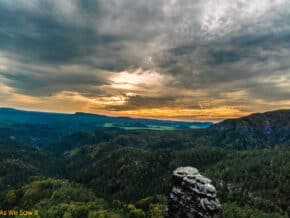 sunset at bohemian switzerland national park