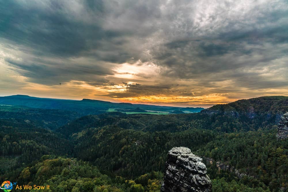 sunset at bohemian switzerland national park