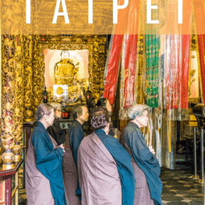monks at temple text says taipei