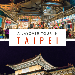 collage from taipei text says layover tour in taipei