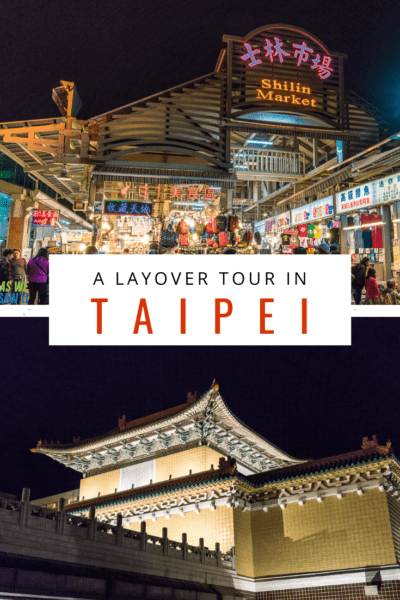 collage from taipei text says layover tour in taipei