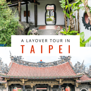 collage from taipei text says layover tour in taipei