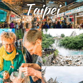 collage from taipei text says layover tour in taipei