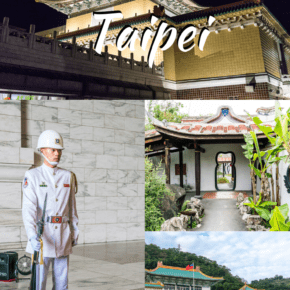 collage from taipei text says layover tour in taipei