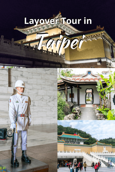 collage from taipei text says layover tour in taipei