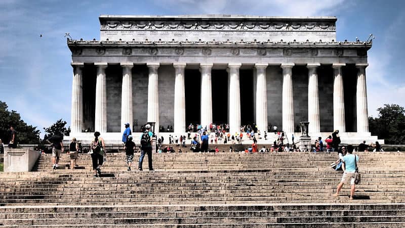 Front of Lincoln Memorial as seen from base of steps