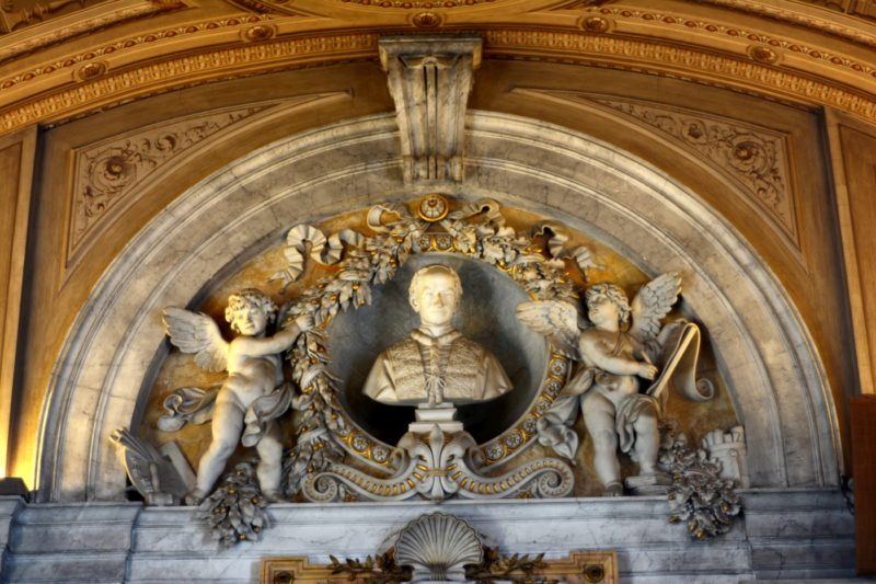 Bust of a pope over a door in the Vaticcan