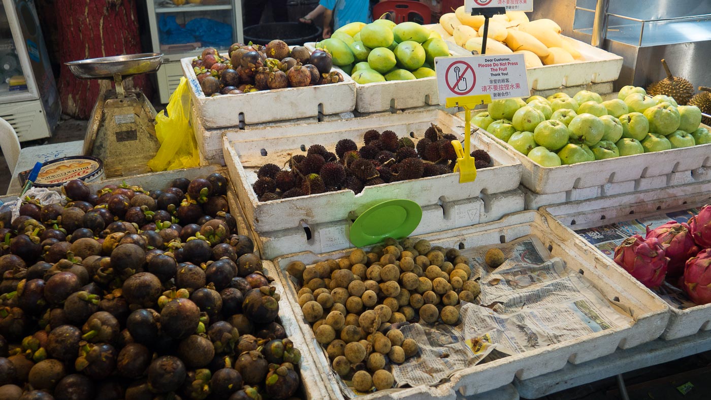 Stall holding various tropical fruits