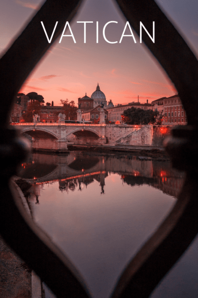 The vatican at sunset text says vatican