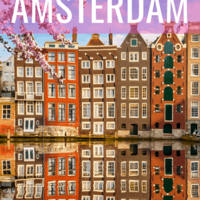 Amsterdam buildigs text says one day itinerary amsterdam