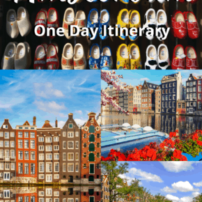 Collage text says amsterdam one day itinerary