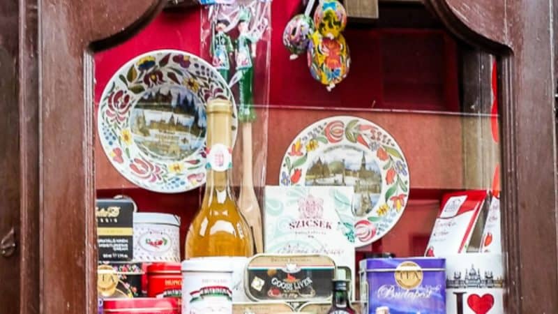 souvenir porcelain in Budapest shop window