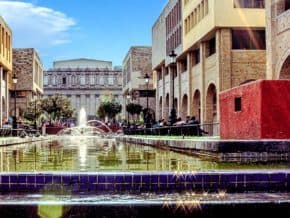 buildings surround fountains in guadalajara mexico