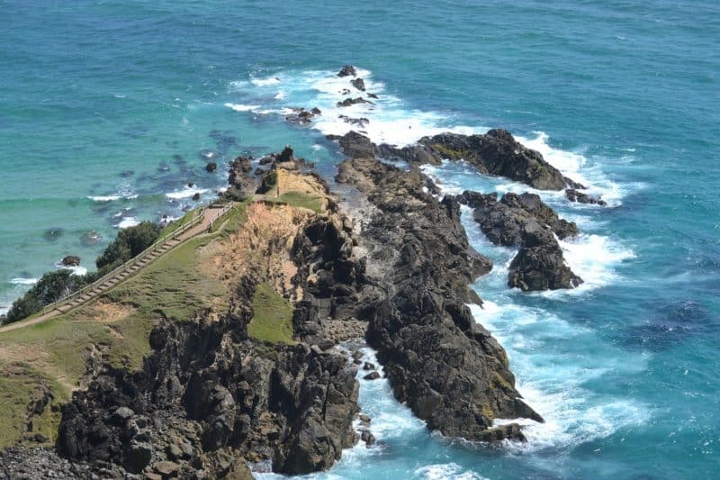 One of the best things to do in Byron Bay is go hiking. Here's a rocky peninsula that you can walk out to