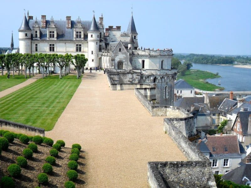 Château d'Amboise along the water in Loire valley.