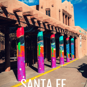 The best itinerary if you are planning one day in Santa Fe for sightseeing. This plan includes best places to stay in Santa Fe, where to eat and shop, plus things to do and tips for visiting Santa Fe Plaza, Loretto Chapel, St. Francis Cathedral, Railyard District, Museum Hill, and more. #usa #travel #vacations #thingstodo #attractions