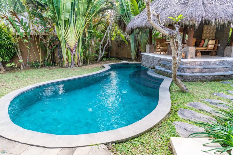 Each villa has a private pool and cabana at WakaGangga