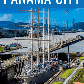 windjammer cruise boat passing through the panama canal text says things to do in panama city