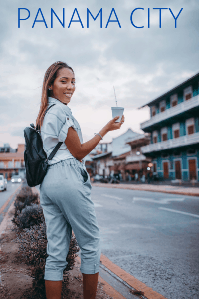 woman in casco viejo text says panama city