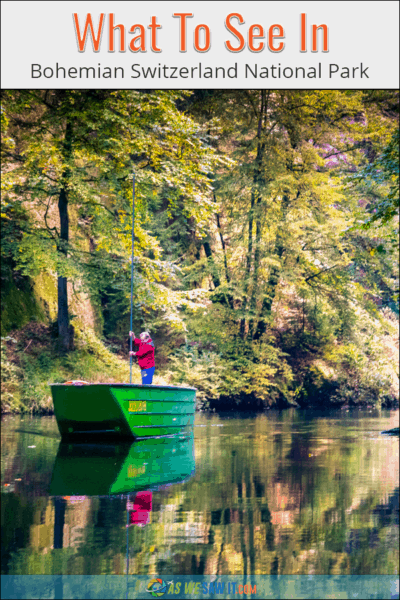 Man punts boat through Edmunds Gorge in Bohemian Switzerland