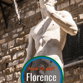 Michangelo's statue of David with text overlay that says How to visit Florence for 2 days