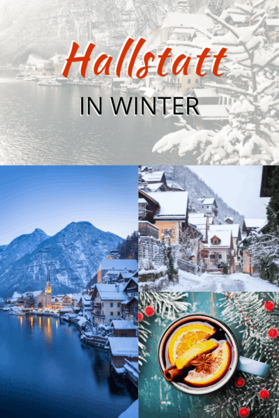 photo collage of Hallstatt in winter