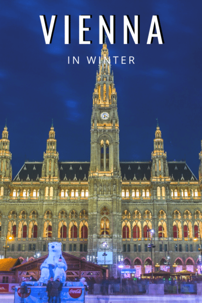 vienna rathaus at christmas time text says vienna in winter