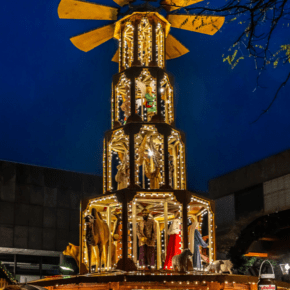 christmas pyramid in germany text says the best european christmas markets