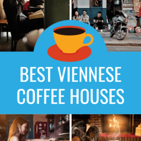 collage of people enjoying coffee text says best viennese coffee houses