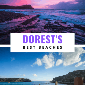 collage of coastal photos text says dorset's best beaches