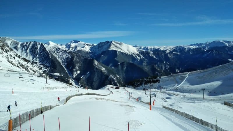 looking down a ski slope in andorra