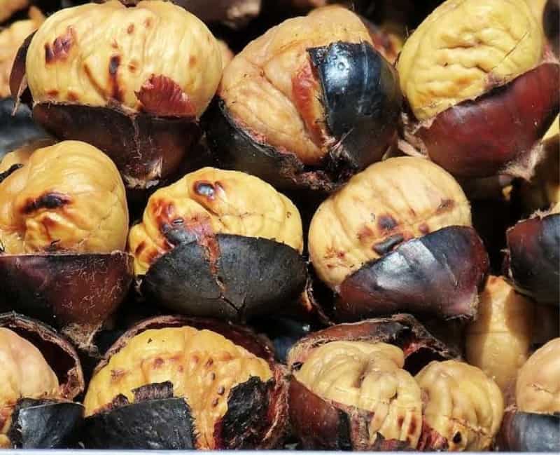 roasted chestnuts with bits of charred peels attached