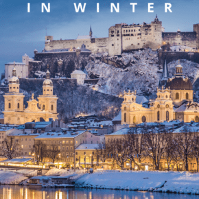 salzburg castle in winter text says salzburg in winter