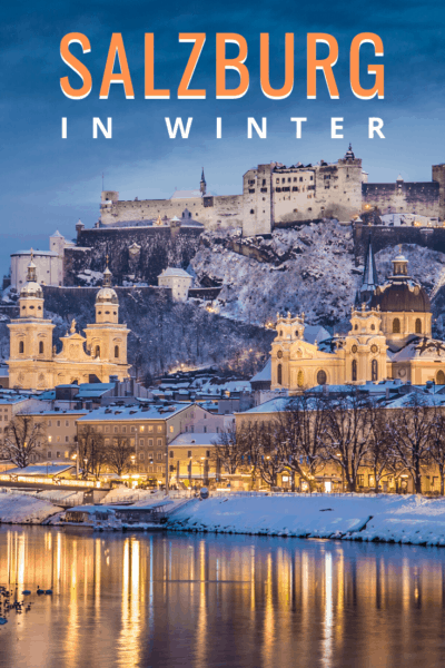 salzburg castle in winter text says salzburg in winter