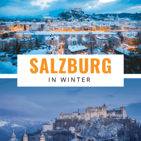 2 photos of salzburg in winter text says salzburg in winter