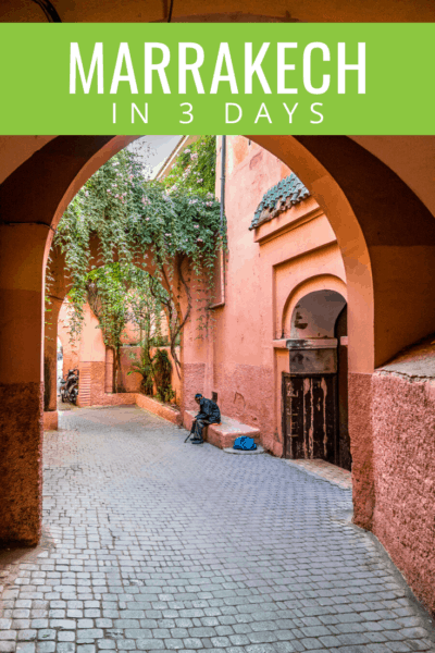 Arched doorway in marrakech text says marrakech in 3 days