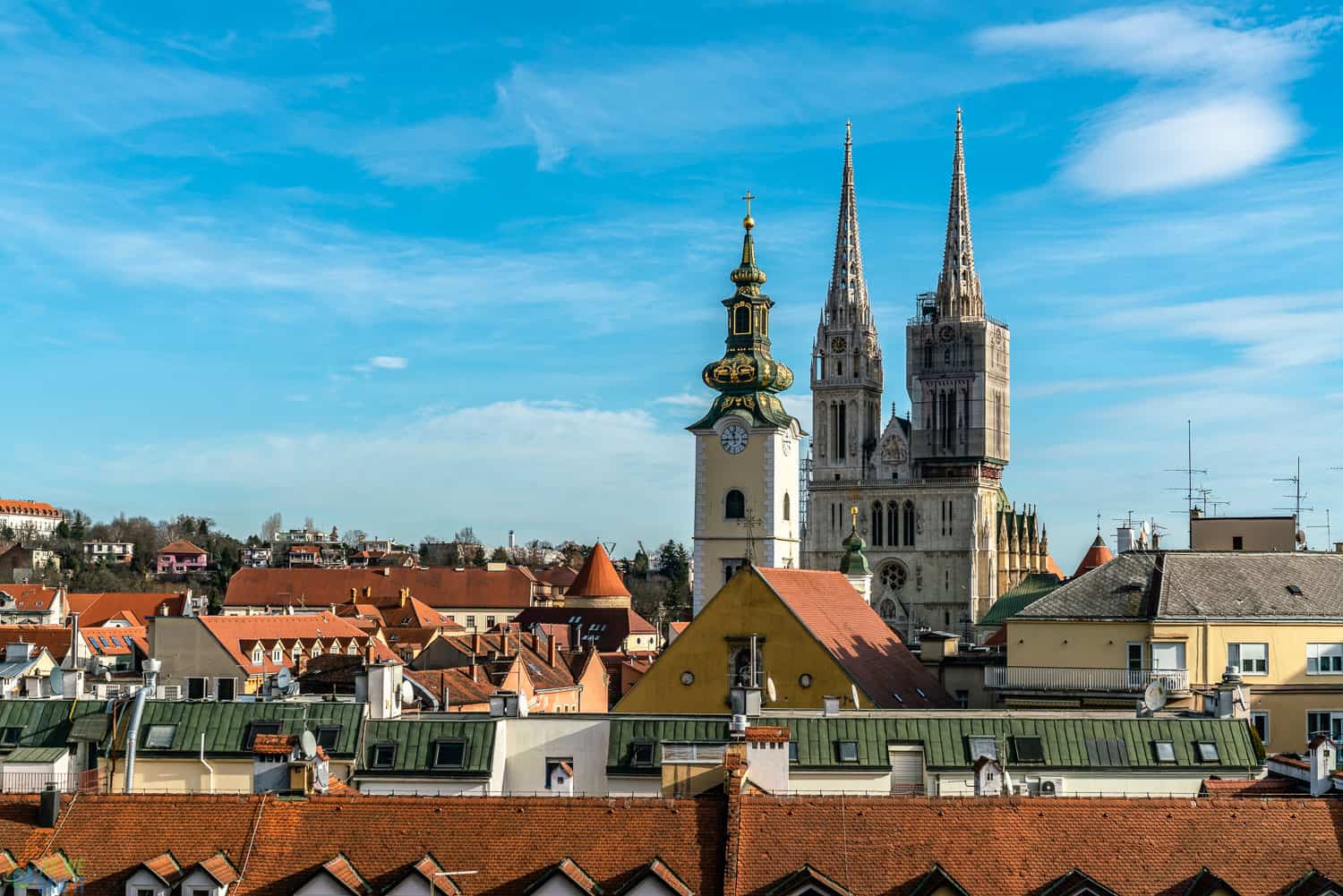 Upper city of Zagreb from lotrscak tower.