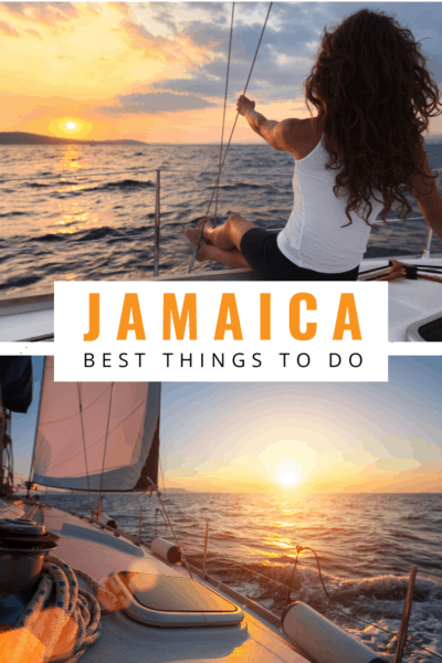 sunset sailing in jamaica text says jamaica best things to do