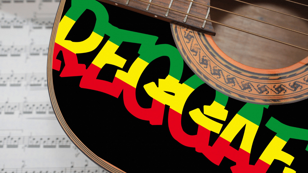 Jamaica itinerary reggae labeled guitar