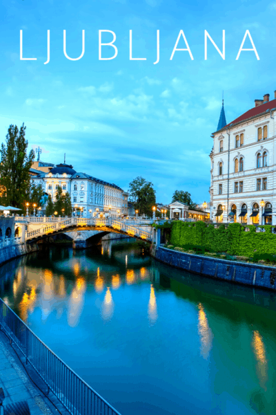 Night view of ljubljana bridges text says ljubljana