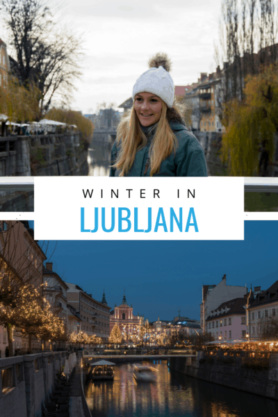 Collage of ljubljana text says winter in ljubljana