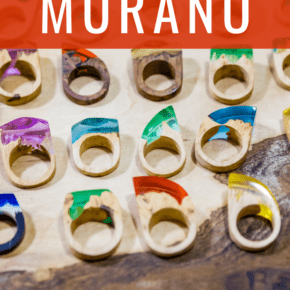 glass rings text says best things to do in murano